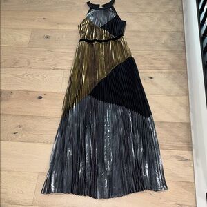 BCBG Paris Metallic Black and Gold Maxi Dress